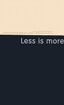 Copertina  Less is more: minimalisme en arquitectura i d'altres arts